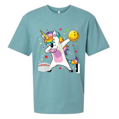 Dabbing Unicorn Bowling Funny Bowling Sueded Cloud Jersey T-Shirt