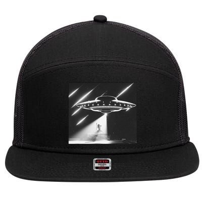 Down Ufo Bad Alien Funny 7 Panel Mesh Trucker Snapback Hat