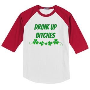 Drink Up Bitches St Patricks Day Kids Colorblock Raglan Jersey