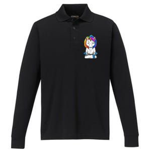 Dabbing Unicorn Brazilian Jiu Jitsu Mom Tee BJJ Performance Long Sleeve Polo