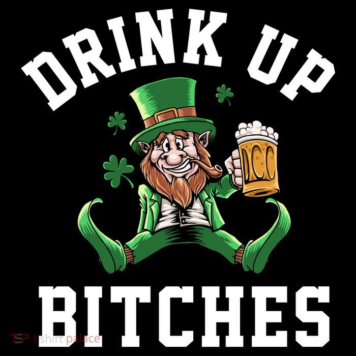 Drink Up Bitches Funny Leprechaun St Patrick's Day Flexfit Unipanel Trucker Cap