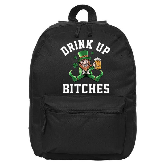 Drink Up Bitches Funny Leprechaun St Patrick's Day 16 in Basic Backpack