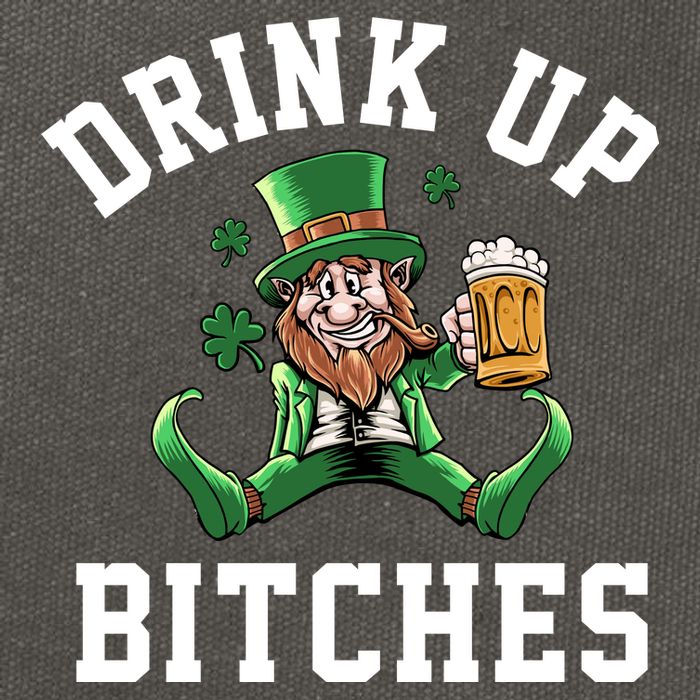 Drink Up Bitches Funny Leprechaun St Patrick's Day Cotton Canvas Backpack