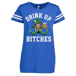 Drink Up Bitches Funny Leprechaun St Patrick's Day Enza Ladies Jersey Football T-Shirt