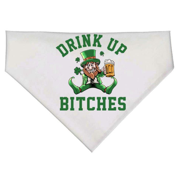 Drink Up Bitches Funny Leprechaun St Patrick's Day USA-Made Doggie Bandana