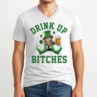 Drink Up Bitches Funny Leprechaun St Patrick's Day V-Neck T-Shirt