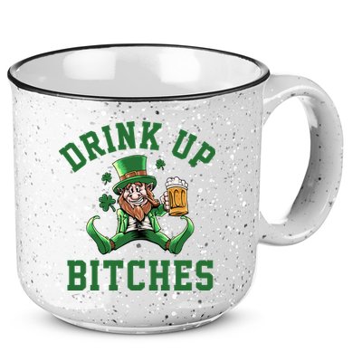 Drink Up Bitches Funny Leprechaun St Patrick's Day 15oz Campfire Ceramic Mug