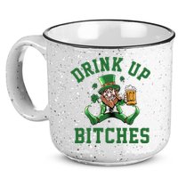 Drink Up Bitches Funny Leprechaun St Patrick's Day 15oz Campfire Ceramic Mug