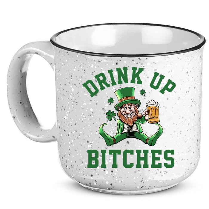 Drink Up Bitches Funny Leprechaun St Patrick's Day 15oz Campfire Ceramic Mug