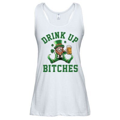 Drink Up Bitches Funny Leprechaun St Patrick's Day Ladies Essential Flowy Tank