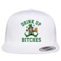 Drink Up Bitches Funny Leprechaun St Patrick's Day Flat Bill Trucker Hat