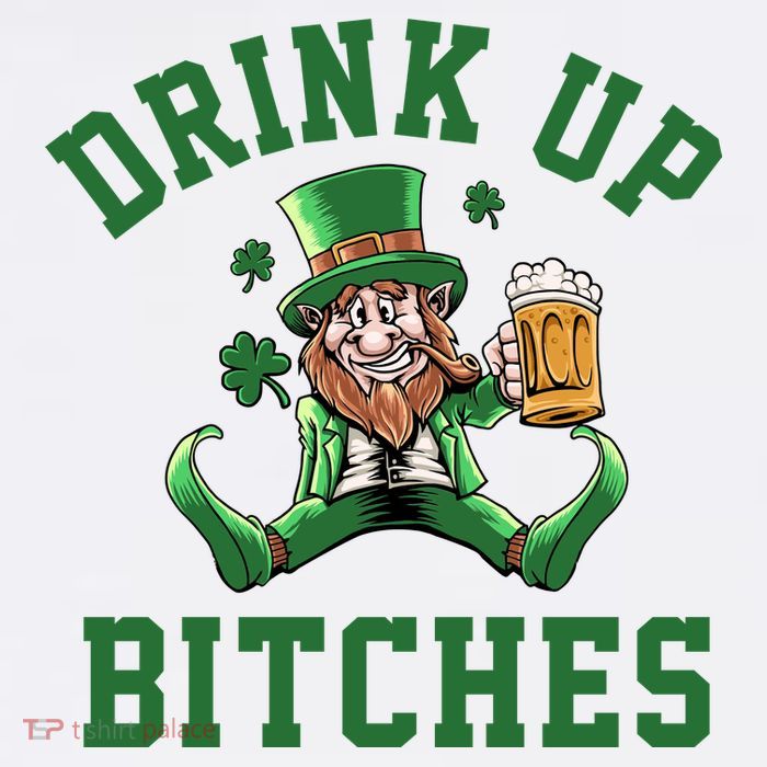 Drink Up Bitches Funny Leprechaun St Patrick's Day Youth Performance Sprint T-Shirt
