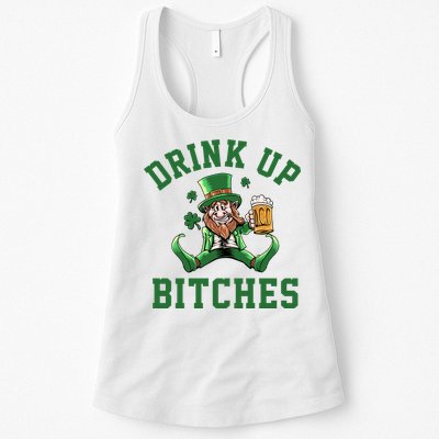 Drink Up Bitches Funny Leprechaun St Patrick's Day Womens Tank Top