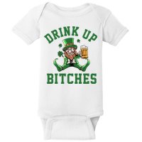 Drink Up Bitches Funny Leprechaun St Patrick's Day Baby Bodysuit
