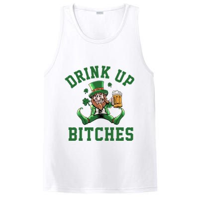 Drink Up Bitches Funny Leprechaun St Patrick's Day PosiCharge Competitor Tank