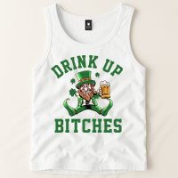 Drink Up Bitches Funny Leprechaun St Patrick's Day Tank Top