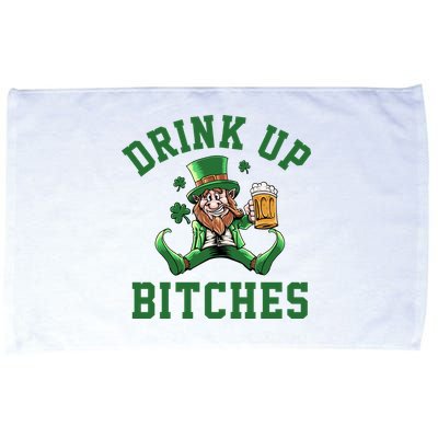 Drink Up Bitches Funny Leprechaun St Patrick's Day Microfiber Hand Towel