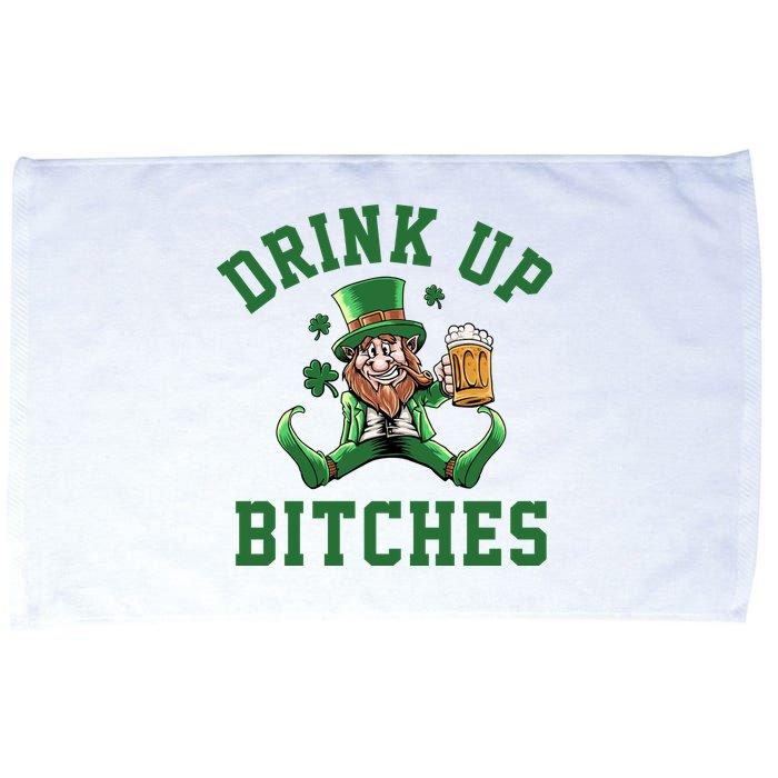 Drink Up Bitches Funny Leprechaun St Patrick's Day Microfiber Hand Towel