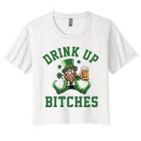 Drink Up Bitches Funny Leprechaun St Patrick's Day Crop Top
