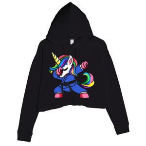 Dabbing Unicorn Brazilian Jiu Jitsu Mom Tee, BJJ Women Girl Crop Fleece Hoodie