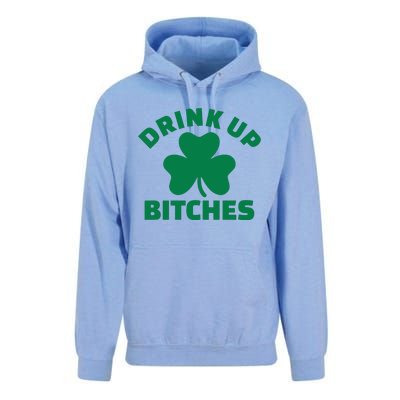 Drink Up Bitches With Shamrock, St Patrick's Day Unisex Surf Hoodie