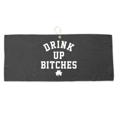 Drink Up Bitches Funny St Patrick's Day Party Large Microfiber Waffle Golf Towel