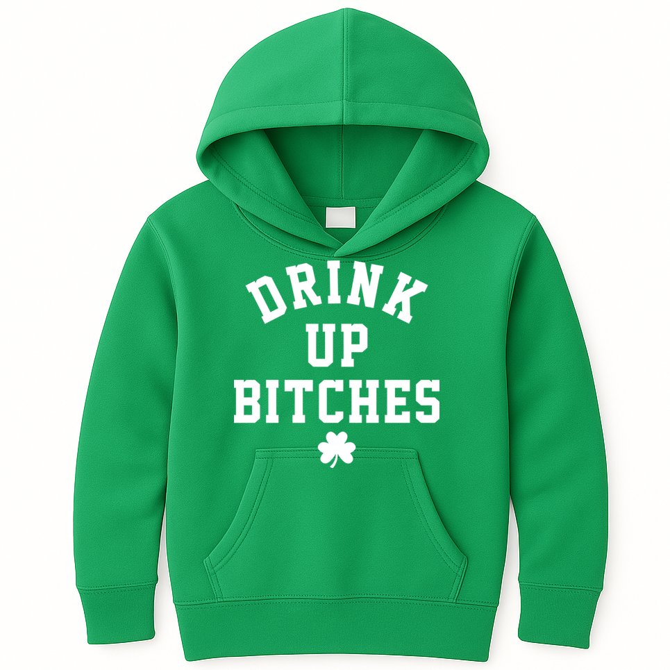 Drink Up Bitches Funny St Patrick's Day Party Kids Hoodie