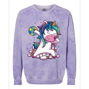 Dabbing Unicorn Bowling Birthday Party Gift For Colorblast Crewneck Sweatshirt