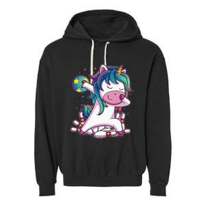 Dabbing Unicorn Bowling Birthday Party Gift For Garment-Dyed Fleece Hoodie