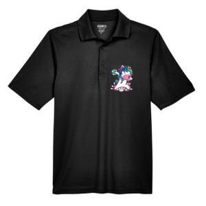 Dabbing Unicorn Bowling Birthday Party Gift For Men's Origin Performance Pique Polo