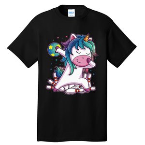 Dabbing Unicorn Bowling Birthday Party Gift For Tall T-Shirt