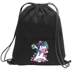 Dabbing Unicorn Bowling Birthday Party Gift For Sweatshirt Cinch Pack Bag