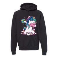 Dabbing Unicorn Bowling Birthday Party Gift For Premium Hoodie