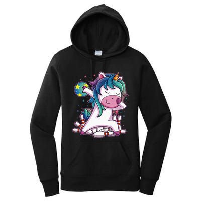 Dabbing Unicorn Bowling Birthday Party Gift For Women's Pullover Hoodie