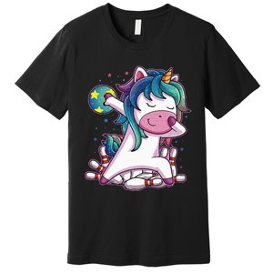 Dabbing Unicorn Bowling Birthday Party Gift For Premium T-Shirt