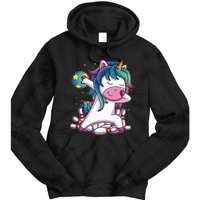 Dabbing Unicorn Bowling Birthday Party Gift For Tie Dye Hoodie