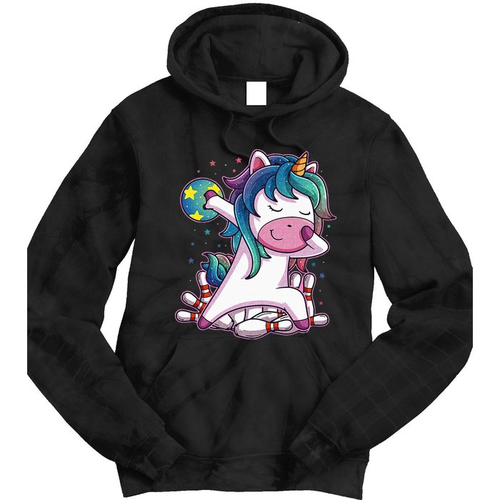 Dabbing Unicorn Bowling Birthday Party Gift For Tie Dye Hoodie