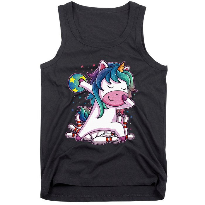 Dabbing Unicorn Bowling Birthday Party Gift For Tank Top