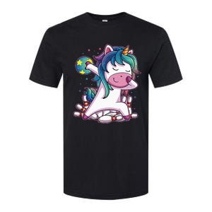 Dabbing Unicorn Bowling Birthday Party Gift For Softstyle CVC T-Shirt