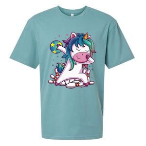 Dabbing Unicorn Bowling Birthday Party Gift For Sueded Cloud Jersey T-Shirt