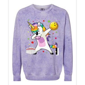 Dabbing Unicorn Bowling Funny Bowling Boy Girl Colorblast Crewneck Sweatshirt