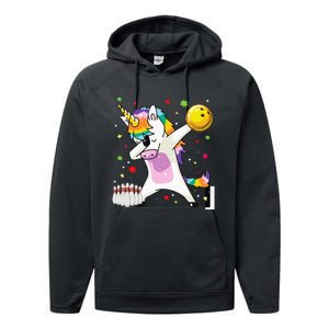 Dabbing Unicorn Bowling Funny Bowling Boy Girl Performance Fleece Hoodie