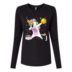 Dabbing Unicorn Bowling Funny Bowling Boy Girl Womens Cotton Relaxed Long Sleeve T-Shirt