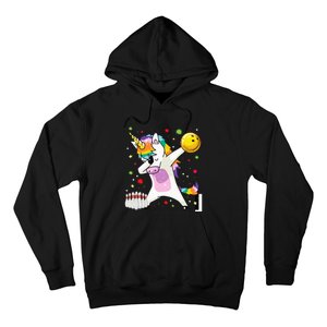 Dabbing Unicorn Bowling Funny Bowling Boy Girl Hoodie