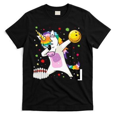 Dabbing Unicorn Bowling Funny Bowling Boy Girl T-Shirt