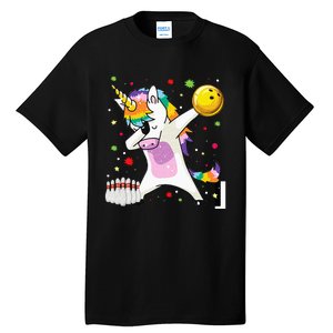 Dabbing Unicorn Bowling Funny Bowling Boy Girl Tall T-Shirt