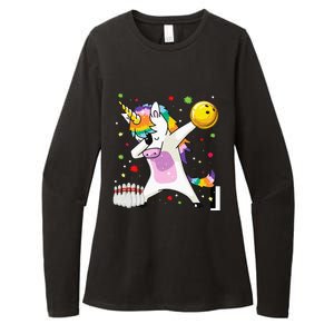 Dabbing Unicorn Bowling Funny Bowling Boy Girl Womens CVC Long Sleeve Shirt