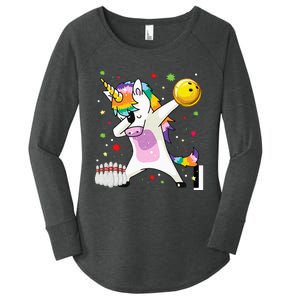 Dabbing Unicorn Bowling Funny Bowling Boy Girl Women's Perfect Tri Tunic Long Sleeve Shirt