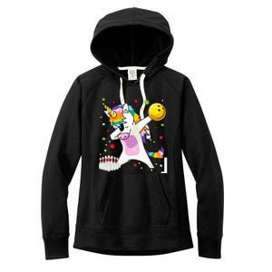 Dabbing Unicorn Bowling Funny Bowling Boy Girl Women's Fleece Hoodie