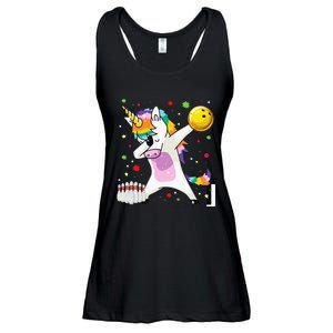 Dabbing Unicorn Bowling Funny Bowling Boy Girl Ladies Essential Flowy Tank